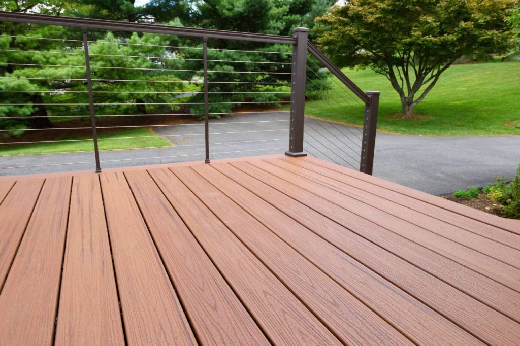 custom deck design with railings